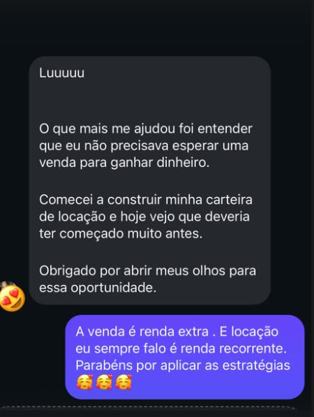 Depoimento de transformação sobre locação imobiliária