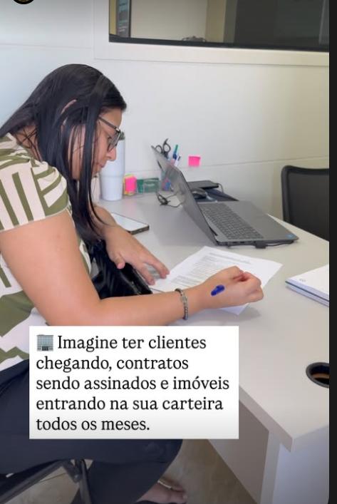 Comentário de corretor sobre mudança para a área de locação